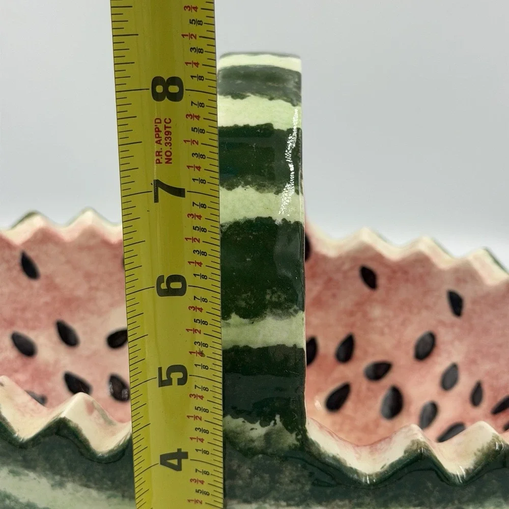 Watermelon Basket Ceramic Serving Bowl with Handle Fruit Bowl Vintage